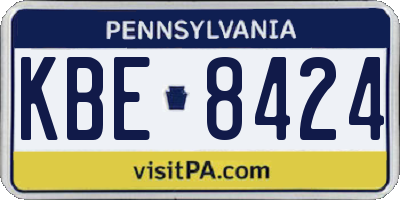 PA license plate KBE8424