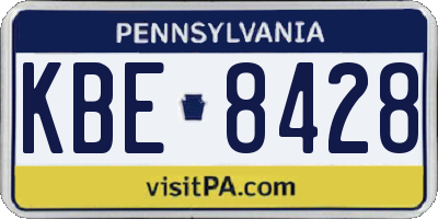 PA license plate KBE8428