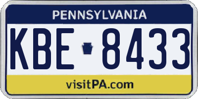 PA license plate KBE8433