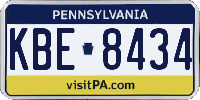 PA license plate KBE8434