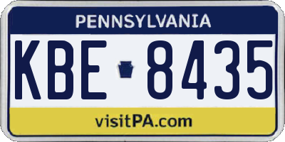 PA license plate KBE8435