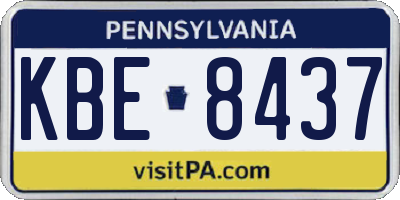 PA license plate KBE8437