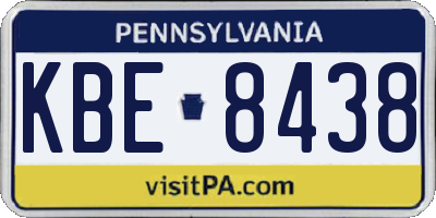 PA license plate KBE8438