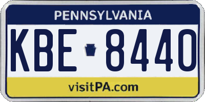 PA license plate KBE8440