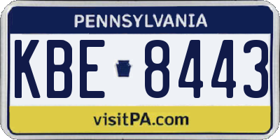 PA license plate KBE8443
