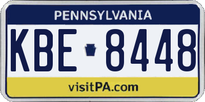PA license plate KBE8448