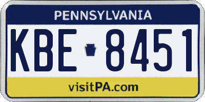 PA license plate KBE8451