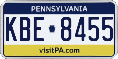 PA license plate KBE8455