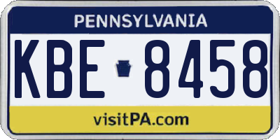 PA license plate KBE8458