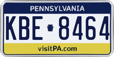 PA license plate KBE8464