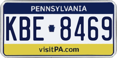 PA license plate KBE8469