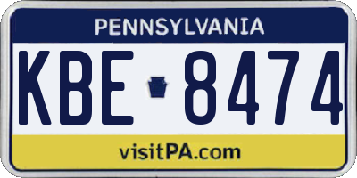 PA license plate KBE8474
