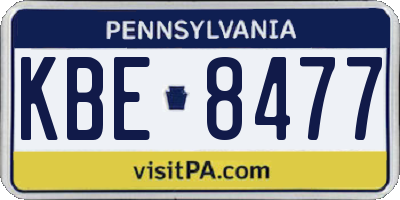 PA license plate KBE8477