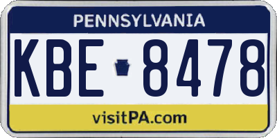 PA license plate KBE8478