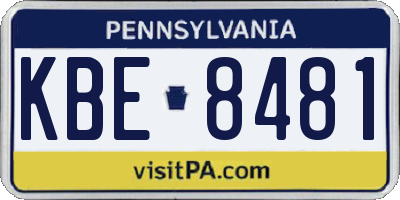 PA license plate KBE8481