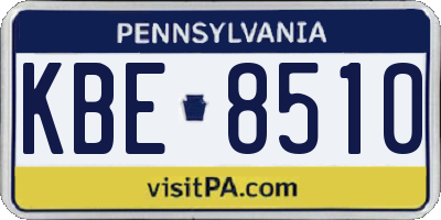 PA license plate KBE8510