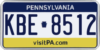 PA license plate KBE8512