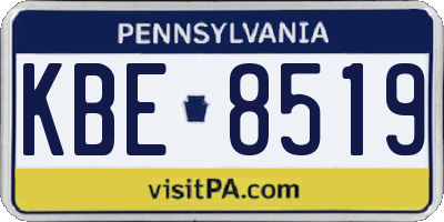 PA license plate KBE8519