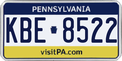 PA license plate KBE8522