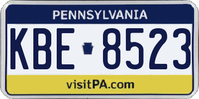 PA license plate KBE8523