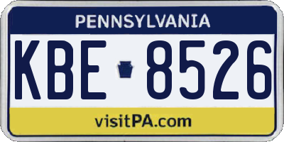 PA license plate KBE8526