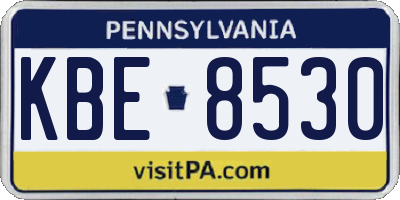 PA license plate KBE8530