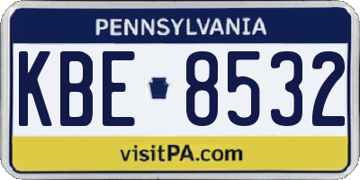 PA license plate KBE8532
