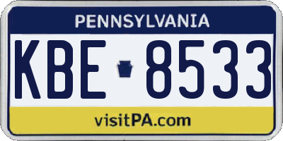 PA license plate KBE8533