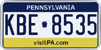PA license plate KBE8535