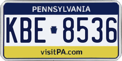 PA license plate KBE8536