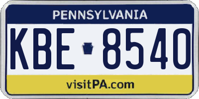 PA license plate KBE8540