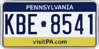 PA license plate KBE8541