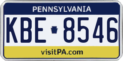 PA license plate KBE8546