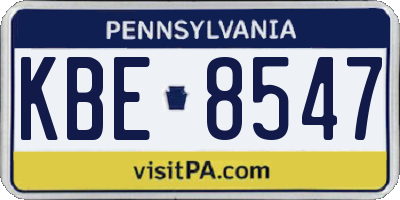 PA license plate KBE8547