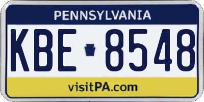 PA license plate KBE8548