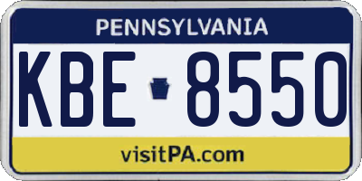 PA license plate KBE8550
