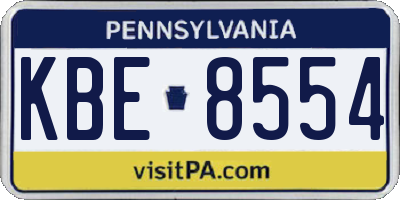 PA license plate KBE8554