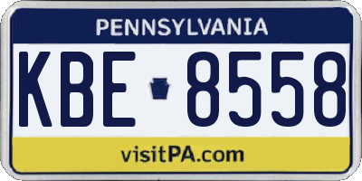 PA license plate KBE8558