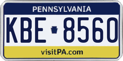 PA license plate KBE8560