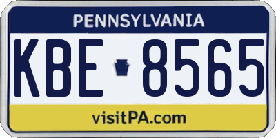 PA license plate KBE8565