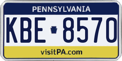 PA license plate KBE8570