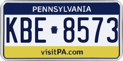 PA license plate KBE8573
