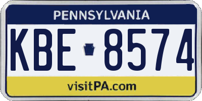 PA license plate KBE8574