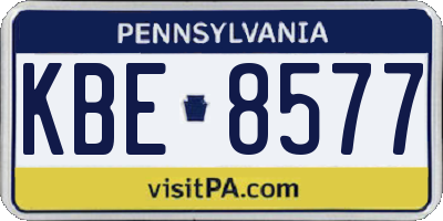 PA license plate KBE8577