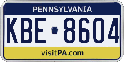 PA license plate KBE8604