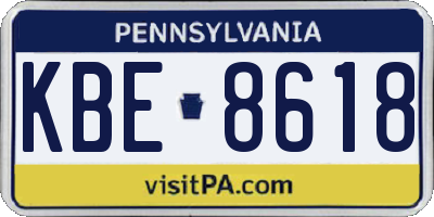 PA license plate KBE8618