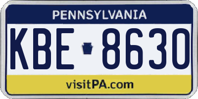 PA license plate KBE8630