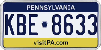 PA license plate KBE8633
