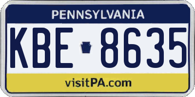 PA license plate KBE8635