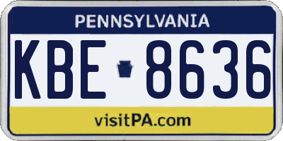 PA license plate KBE8636